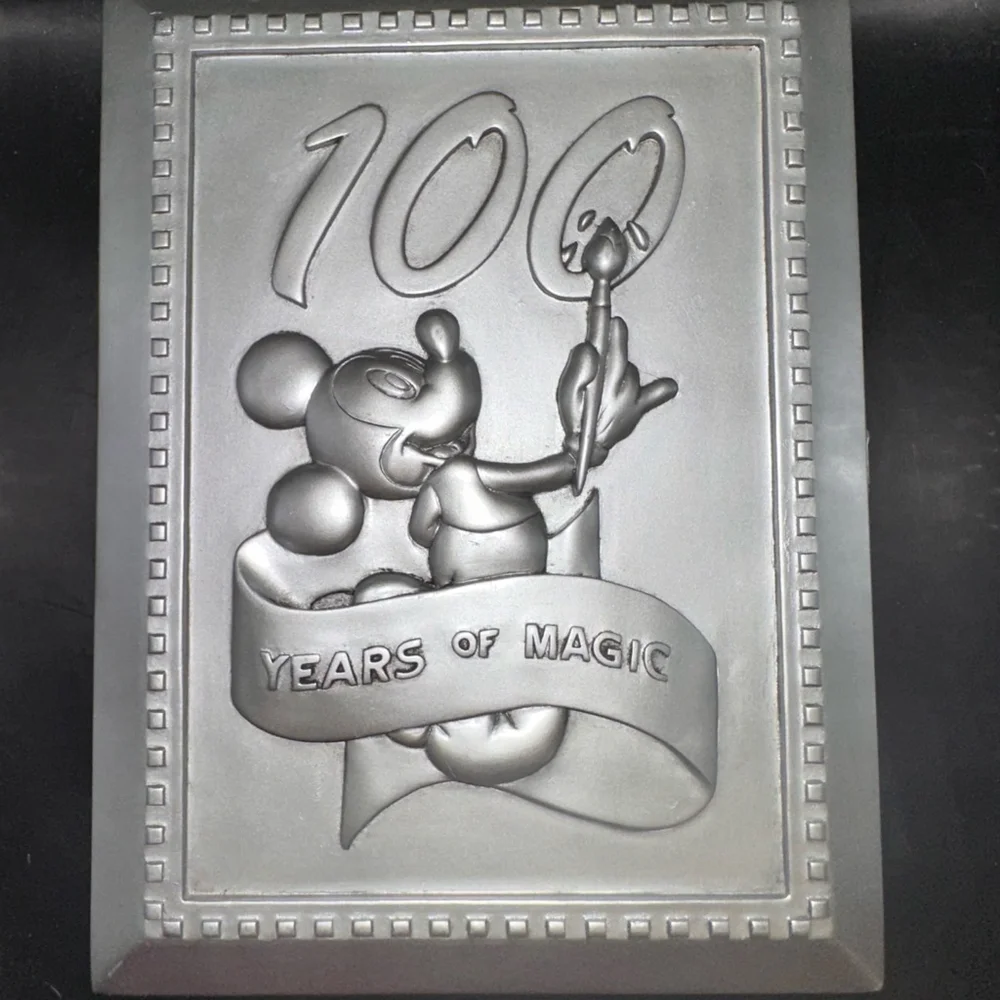 Disney Silver Pewter Picture Frame 100 Years of Magic Mickey Case Collector Pin